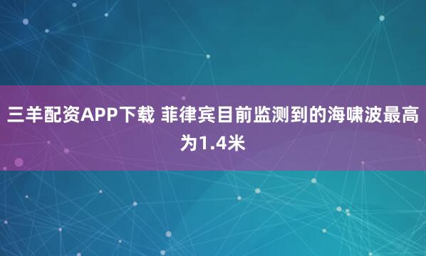 三羊配资APP下载 菲律宾目前监测到的海啸波最高为1.4米